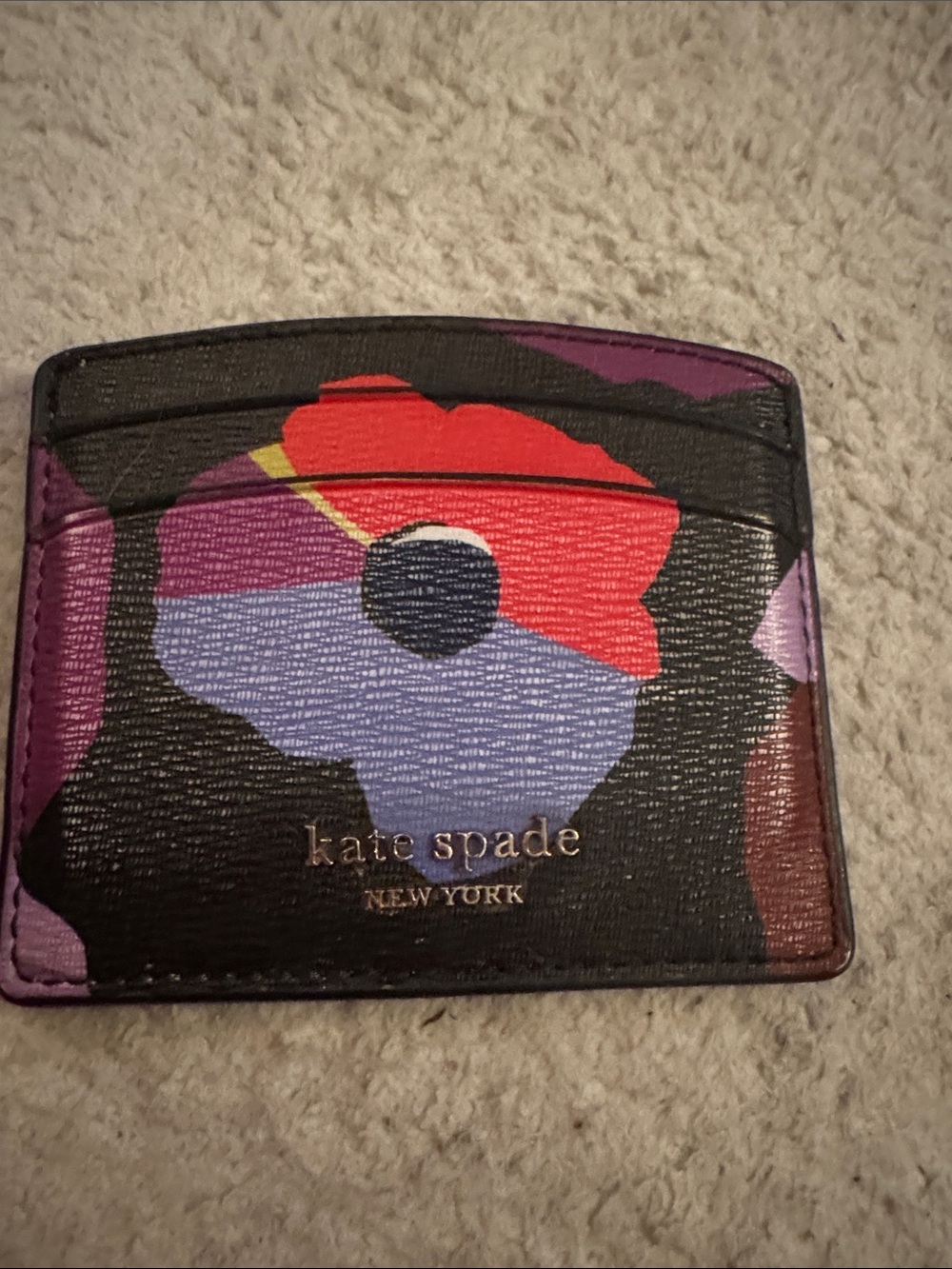 kate spade Floral Black Red Purple Card Holder